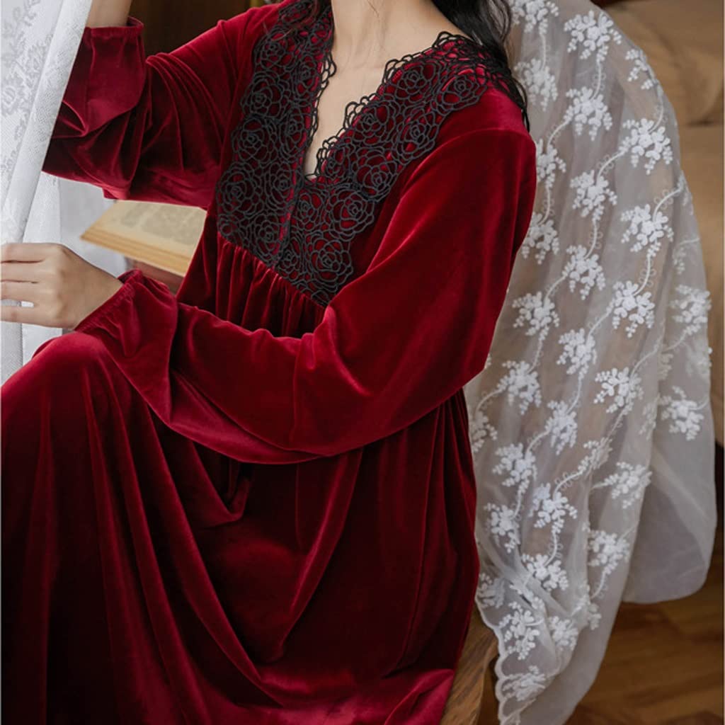 JJZXD Winter Velvet Night Dress Women Sleepwear Long Robe