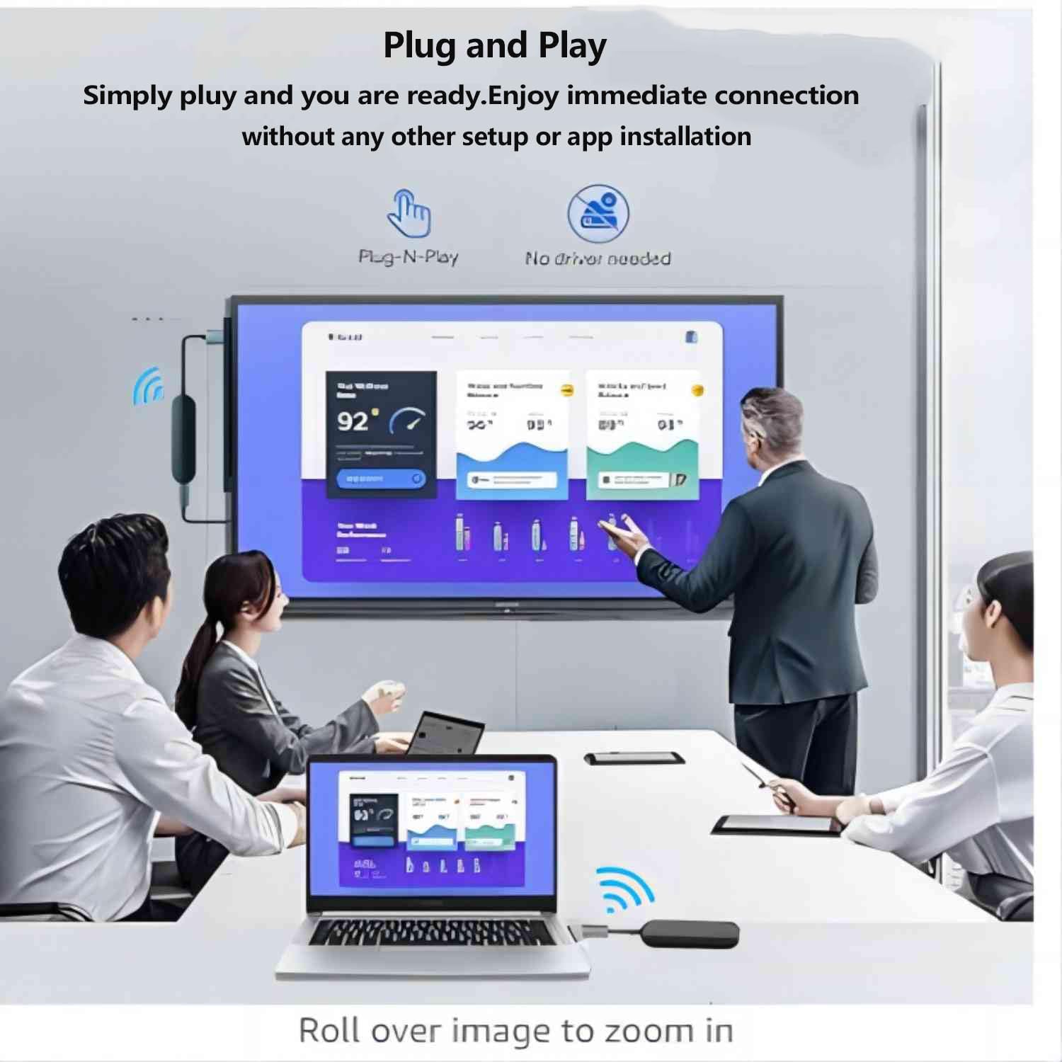 dibdib Trasmettitore e ricevitore HDMI wireless, adattatore dongle per display HDMI wireless 1080p HD per lo streaming di video/audio da laptop/PC a HDTV/proiettore, né installazione né app necessarie