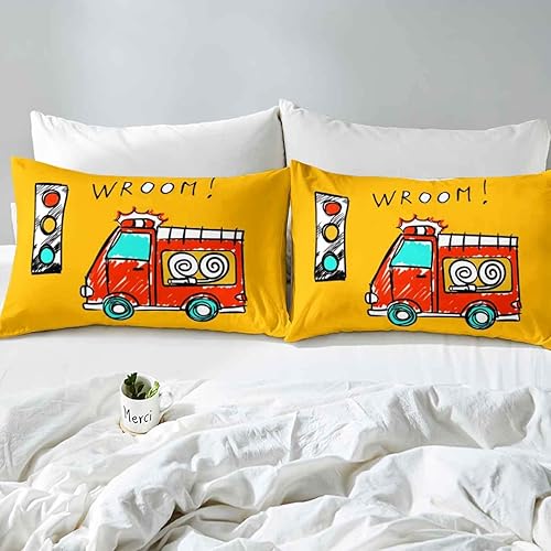 Miniatura 4 de Juego de ropa de cama de construcción para niños, tamaño matrimonial, juego de funda de edredón de dinosaurio de dibujos animados para niños, juego