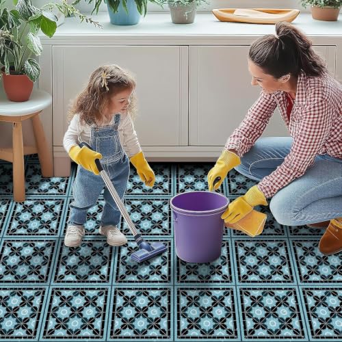 Image of Moroccan Tile Stickers | Waterproof Self Adhesive Peel & Stick Tile Decals for Kitchen Backsplash, Bathroom Wall, Floor, Furniture & Glass (6x6 Inch, Design 33)