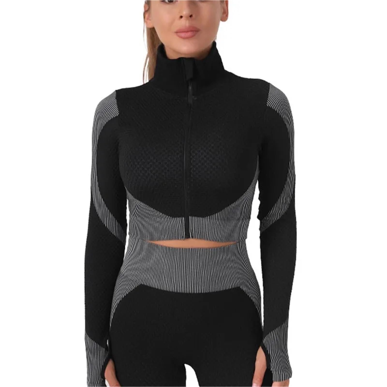 Set da yoga da donna Set da yoga estivo donna Completo sportivo e fitness senza cuciture tre pezzi attillato con chiusura in vita ad asciugatura rapida