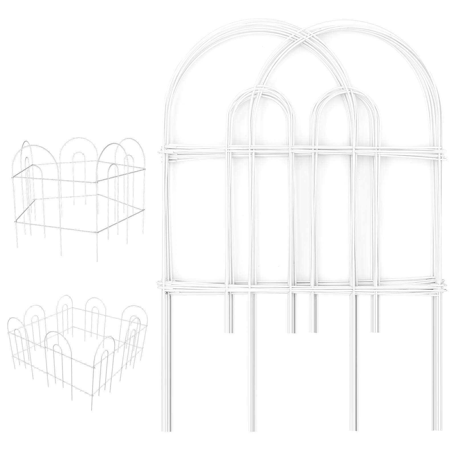 Amagabeli Garden HomeDecorative Fence 24 in x 35 ft Rustproof White Iron Landscape Wire Folding Fencing Ornamental Panel Border Fence Edge Section Edging Patio Flower Bed Fencing Outdoor Fenc