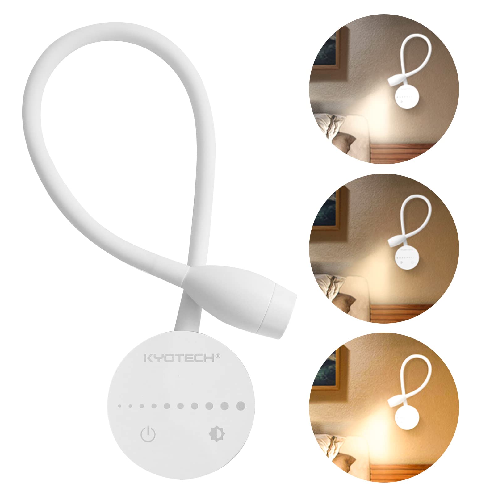 Lámpara de lectura montada en la pared Lámpara de cama Led Interruptor táctil Regulable Lámpara de cuello de cisne Lámpara de cama blanco cálido con interruptor y cable de enchufe Negro / Blanco