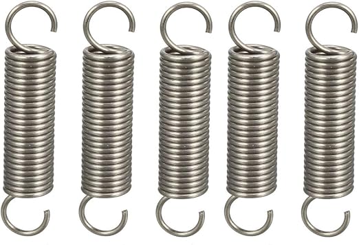 uxcell Extended Tension Spring Wire Diameter 0.047", OD 0.39", Free Length 1.97" Stainless Steel Small Dual Hook Tension Spring 5pcs