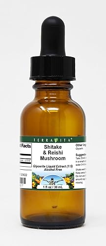 TerraVita Shitake & Reishi - Extracto líquido de glicerita de hongo (15), sin sabor (1 oz, ZIN 523022), paquete de 3