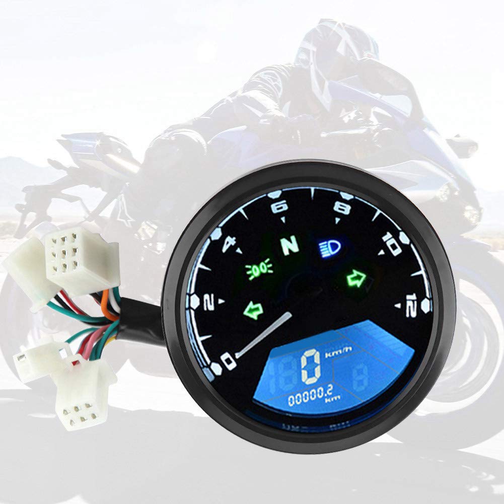 AMONIDA Tachimetro digitale per moto, display digitale LCD universale per moto, tachimetro, contachilometri, contagiri, misuratore di carburante