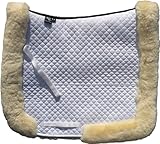  Engel Reitsport Lammfell Schabracke Fully Lined mit Fellkranz SCHABRA3-D-WEI-MED Stoff Weiss Fell med. Dressur (D)
