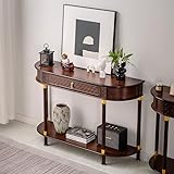 Rangement pratique avec tiroirs : La console demi-lune est dotée de tiroirs coulissants pour ranger clés, courrier et objets du quotidien, gardant ainsi votre bureau propre et organisé, tout en alliant esthétique et fonctionnalité.