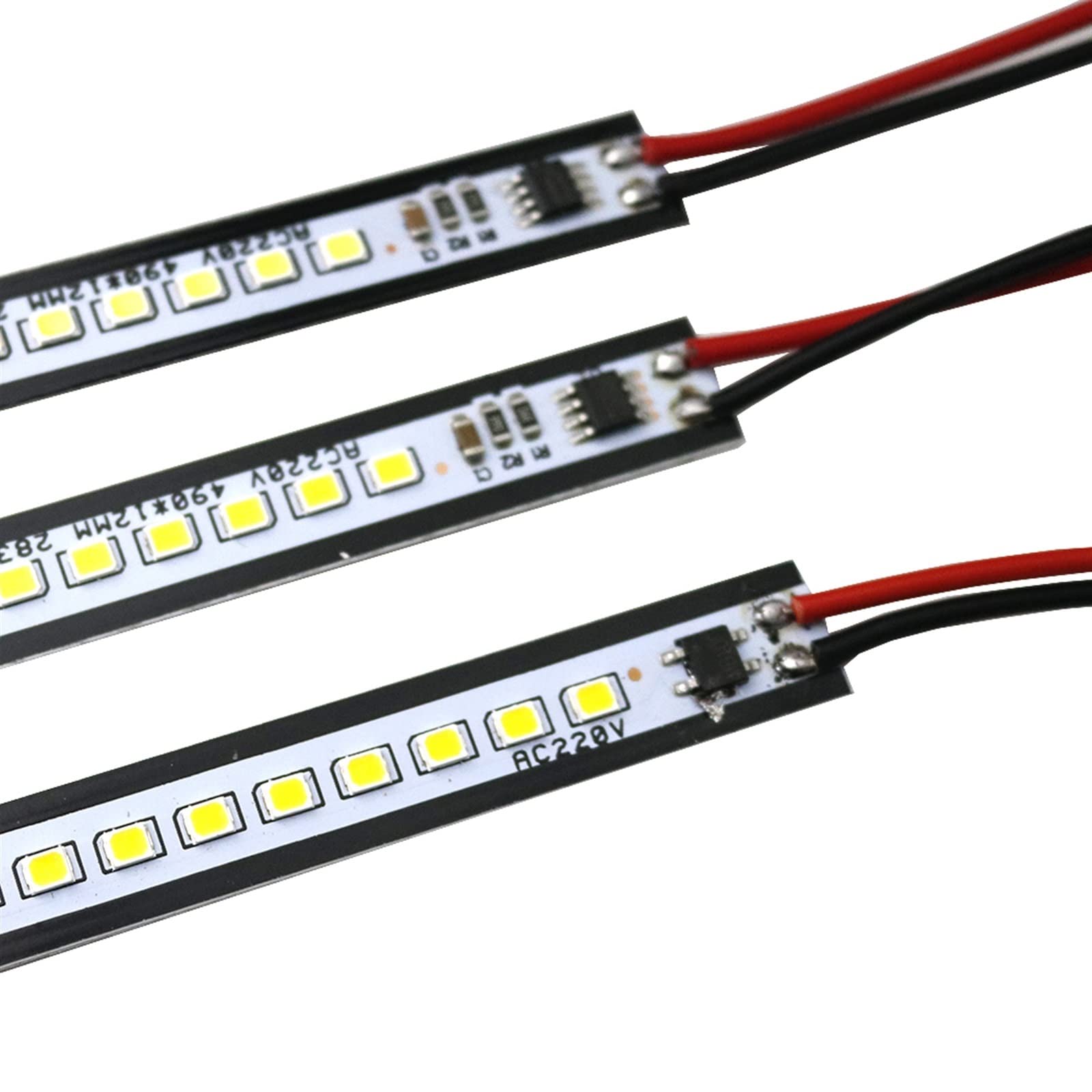HABITZ 220 V LED Stableuchten 30 CM 40 CM 50 CM 2835 SMD LED Starrer Streifen Energiesparende LED Leuchtstoffröhren 5St (Color : Transparent 20CM, Size : Netural White)