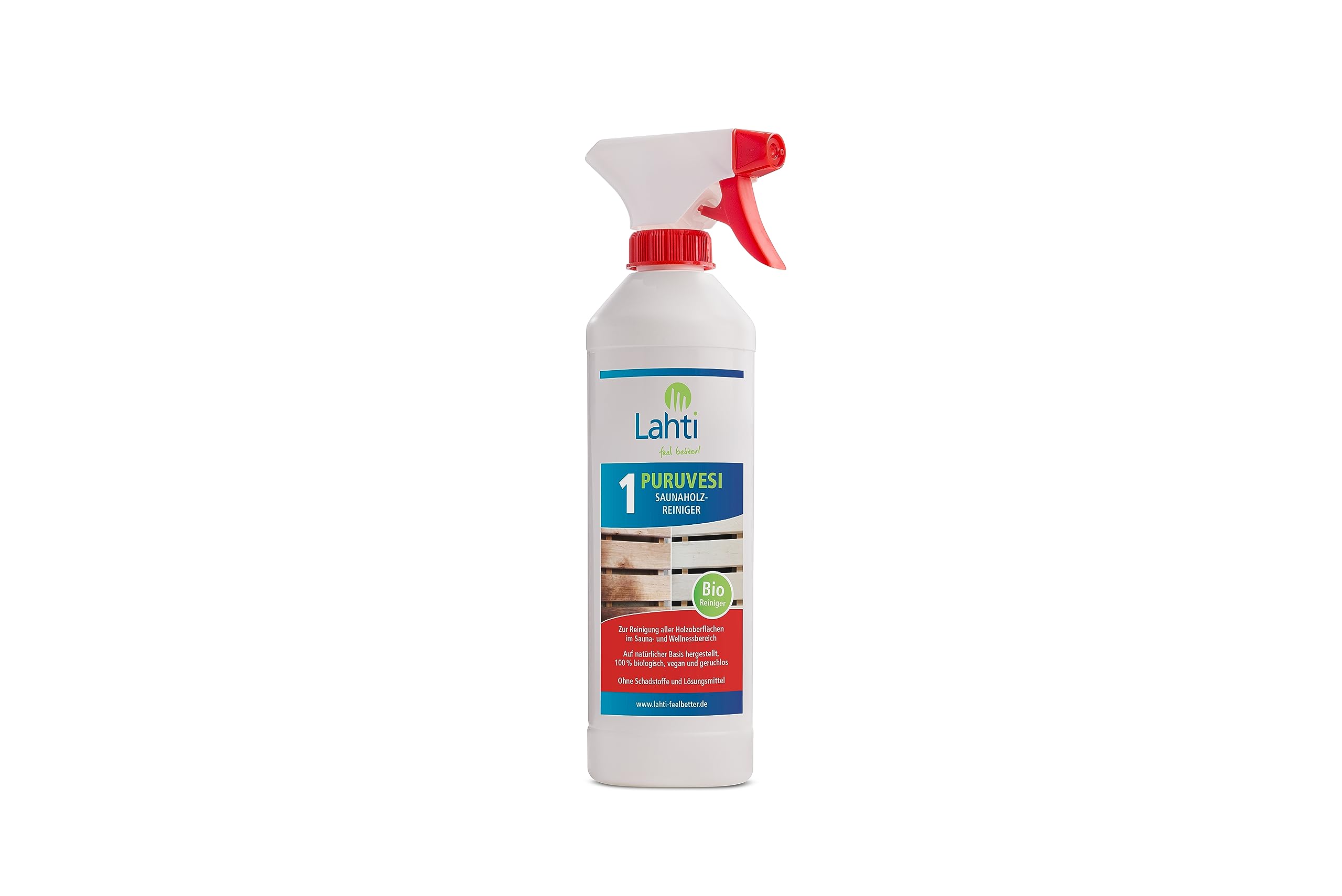 Lahti Sauna PURUVESI – Grundreiniger für Sauna, Infrarotkabine & Dampfbad | gegen Schweiß & Rückstände | alkoholfrei, für alle Oberflächen | Made in Germany (0,5 Liter)