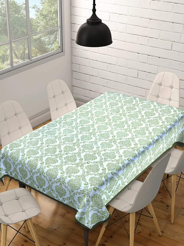Buy Texstylers Cotton Rectangular Pack of 1 Light Green 6 Seater Dining ...