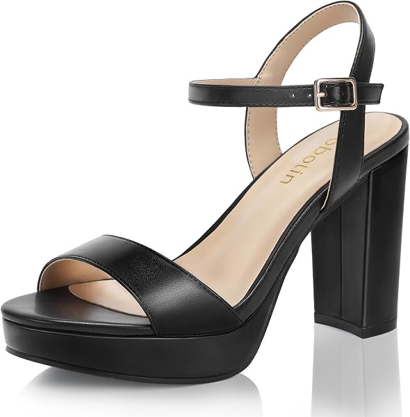 Wide Width Heels for Women Block Chunky Platform High Heels Sandals Op...