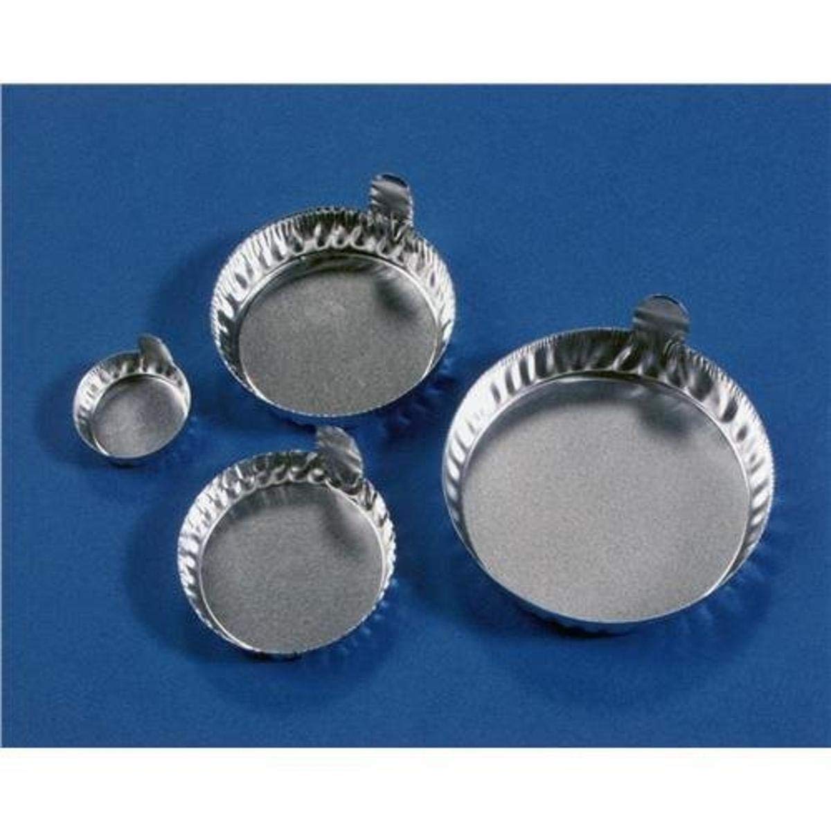 D28-500 Round Aluminum Dish with Tab, 28mm Diameter x 3/8" D, 0.3 gr, 8mL Capacity