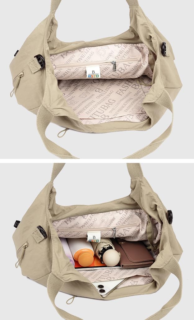 Large Tote Bag for Women Slouchy Waterproof Nylon Shoulder Hobo Bag Purses Satchel Crossbody Bag for Work Commute Shopping - Image 6