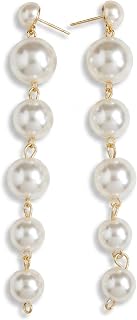 Nextcart Latest Long Pearl Drop Dangle Gold Plated Korean Earrings for Women & Girls Stylish Fashion Jewelry Pairs - Light... Price In India
