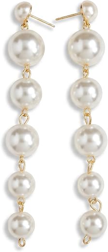 Nextcart Latest Long Pearl Drop Dangle Gold Plated Korean Earrings for Women & Girls Stylish Fashion Jewelry Pairs - Light...