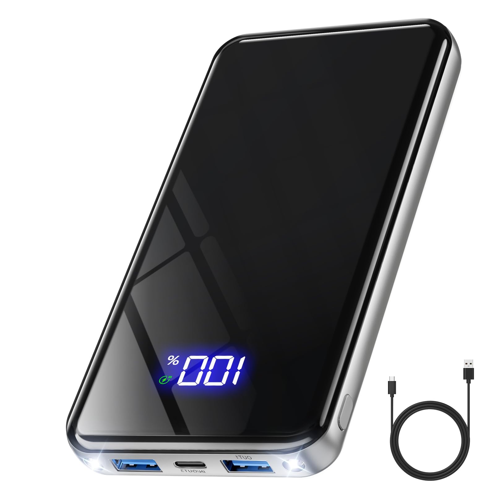 Power Bank,26800mAh Powerbank USB-C 25.5W Große Kapazität Tragbarer Externer HandyAkkus,Taschenlampe,3 in 1 Cable,Akku-Pack für iPhone 17 16 Pro Max 15 14 13 12 Galaxy S25 Edge,für Reisen, Camping