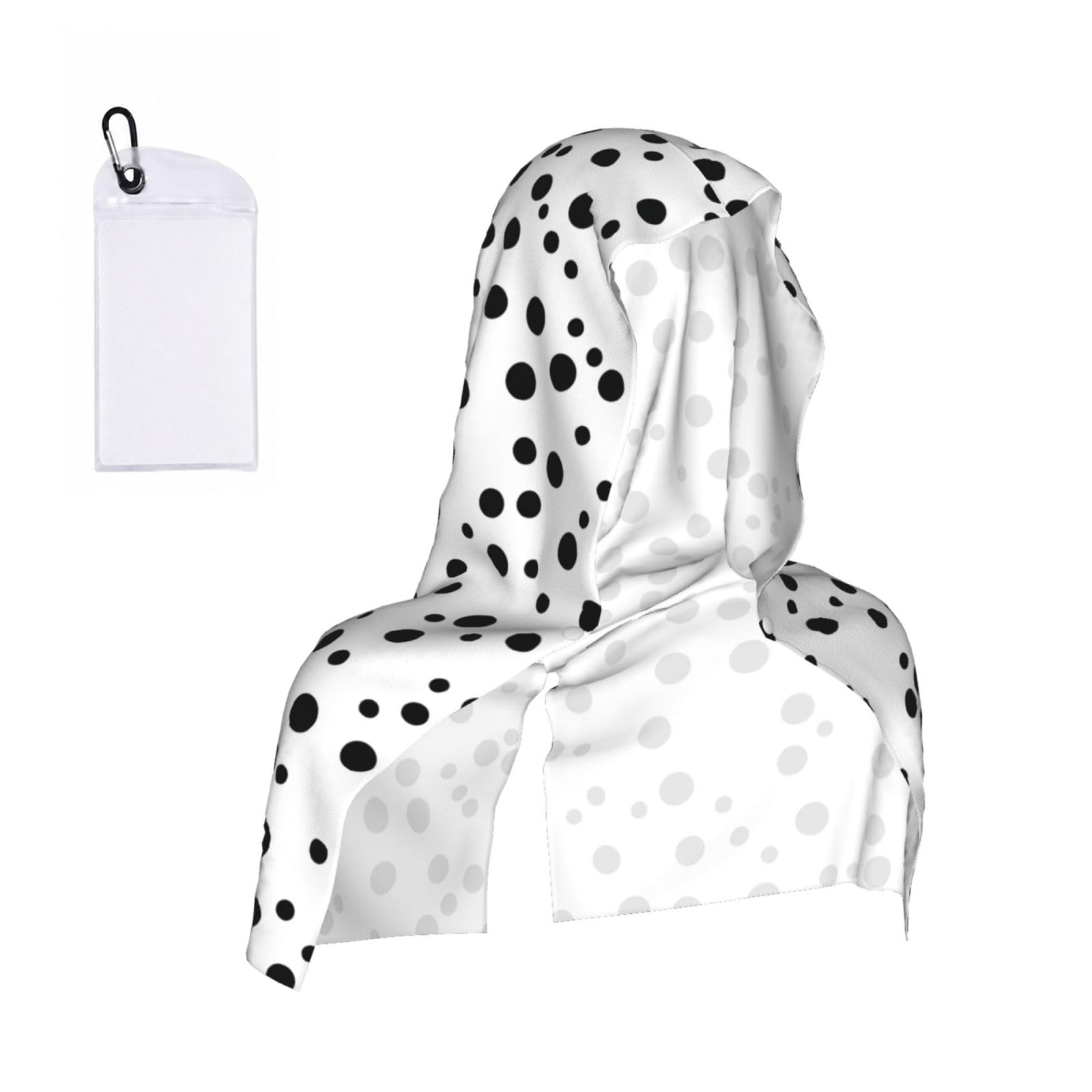CNTDBU Black And White Polka Dot Cooling Towel Hooded-Instant Chill Neck Cover for Sports, UV Cooling Rag for Running Gym