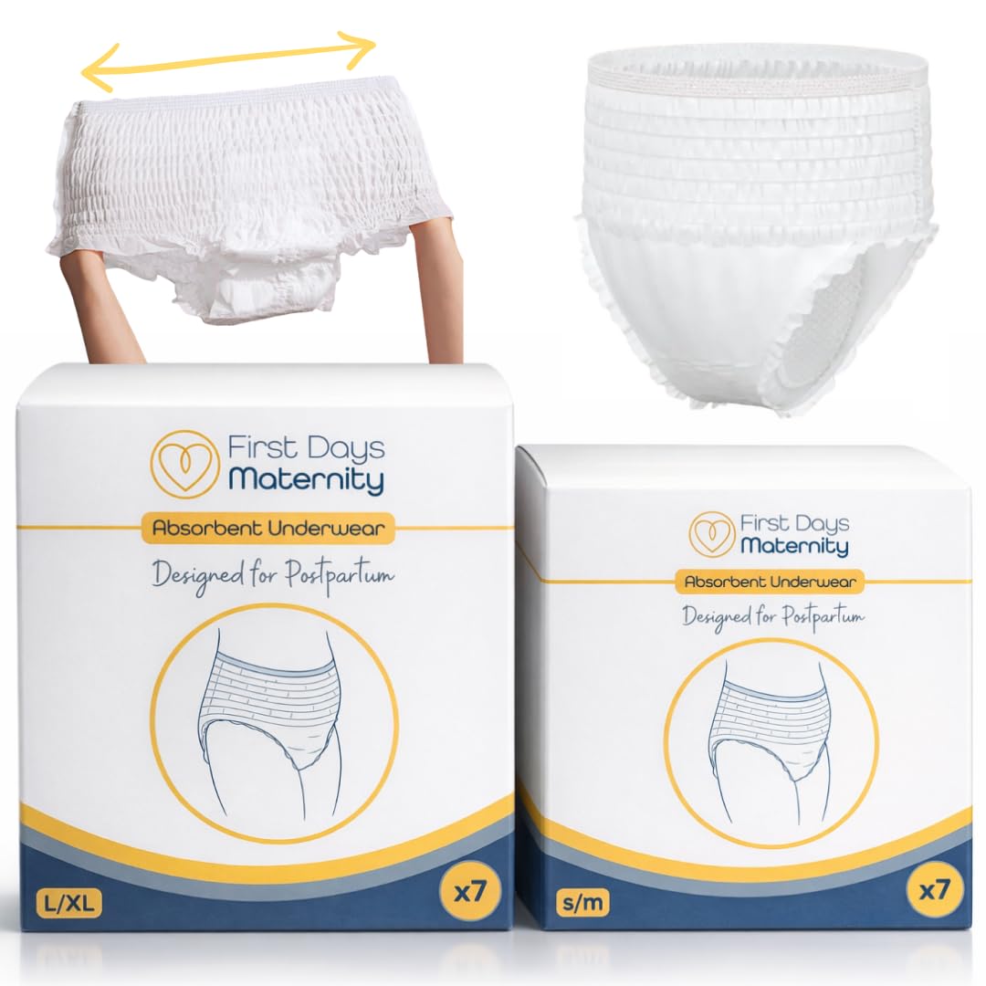 First Days Maternity - Toalla de maternidad absorbente - Desechable - para recuperación posparto. Sábana superior de algodón orgánico supersuave - Elástico en todos los lugares correctos (grande