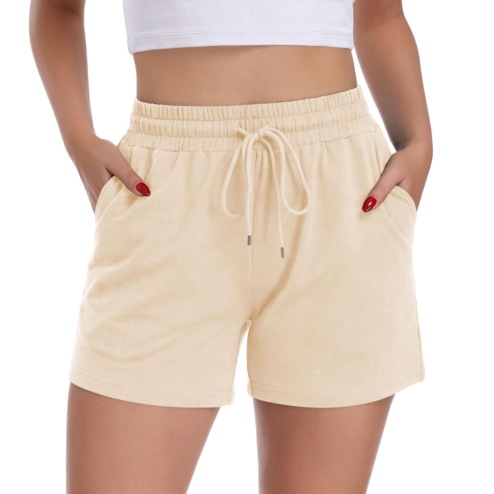 CAMPSNAIL Kurze Hose Damen Sommer Sporthose Baumwolle Shorts | Kurz Hosen Frauen Bequeme,Sport Jogginghose Sommerhose Laufhose