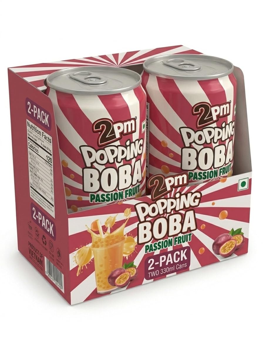 2PM Popping Boba Drink, 330ml | Passion Fruit Flavour with Bursting Boba Pearls | Ready to Drink | Pack of 2-image-46