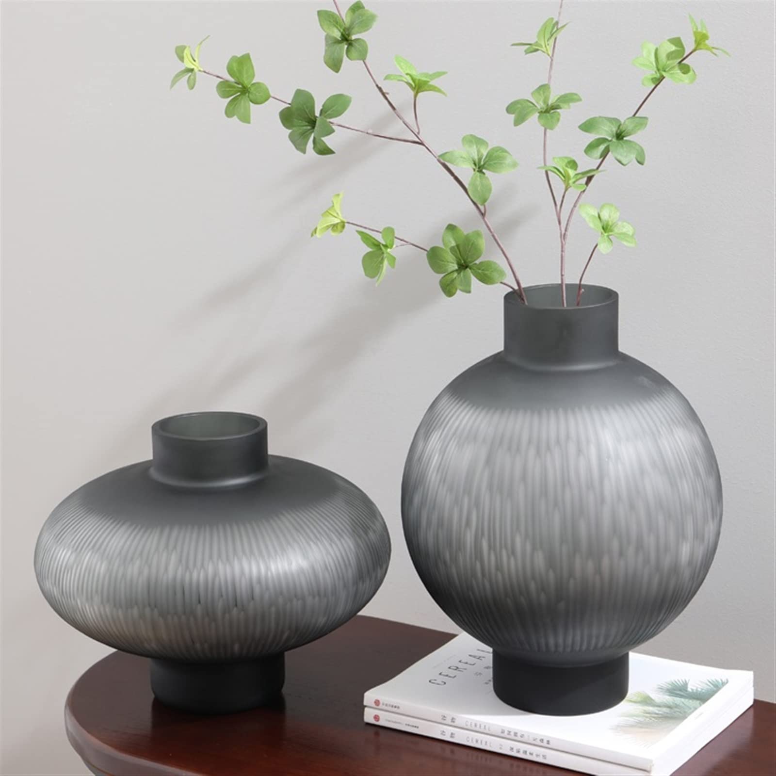 Vases Décoratifs Décoration de vase en verre de haute qualité de luxe de lumière rétro créative nordique, arrangement de fleur de salon, décoration douce d'hôtel à base d'eau Vase de Fleurs ( Size : M