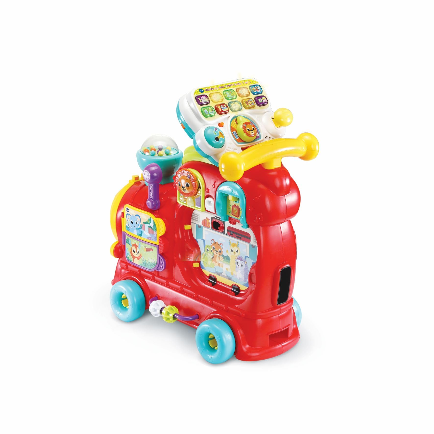 VTech Edo, Maxi Tren para Montar a Caballo, Tren eléctrico y Juguete multiactividad 7 en 1, Juego de Formas con más de 270 Sonidos, melodías y Bloques educativos, Idioma Italiano, Pilas Incluidas,