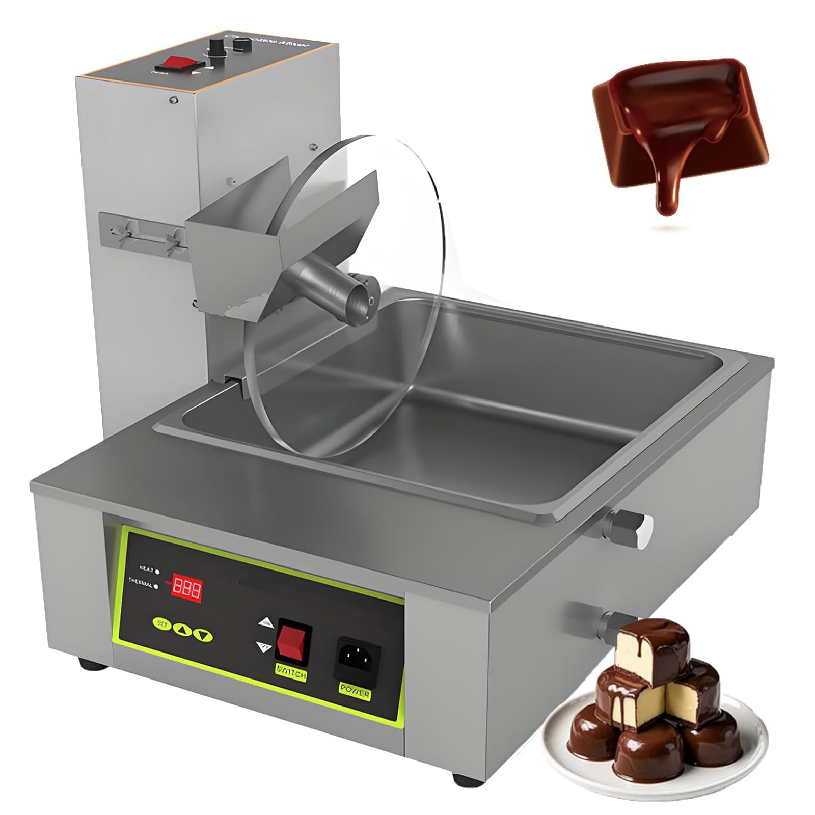 Máquina para derretir Chocolate con Rueda mezcladora, fusor de Acero Inoxidable de 1000 W, Tanque de 8 kg y Temperatura Ajustable, para pequeñas Empresas, Cocina casera