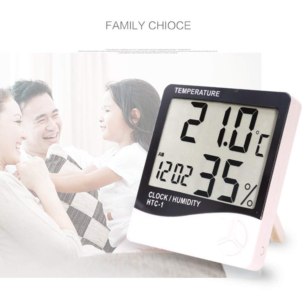 Walberrie LCD Night Light Indoor Humidity Monitor Temperature Sensor Hygrometer Thermometer with Date Time Alarm Clock 2