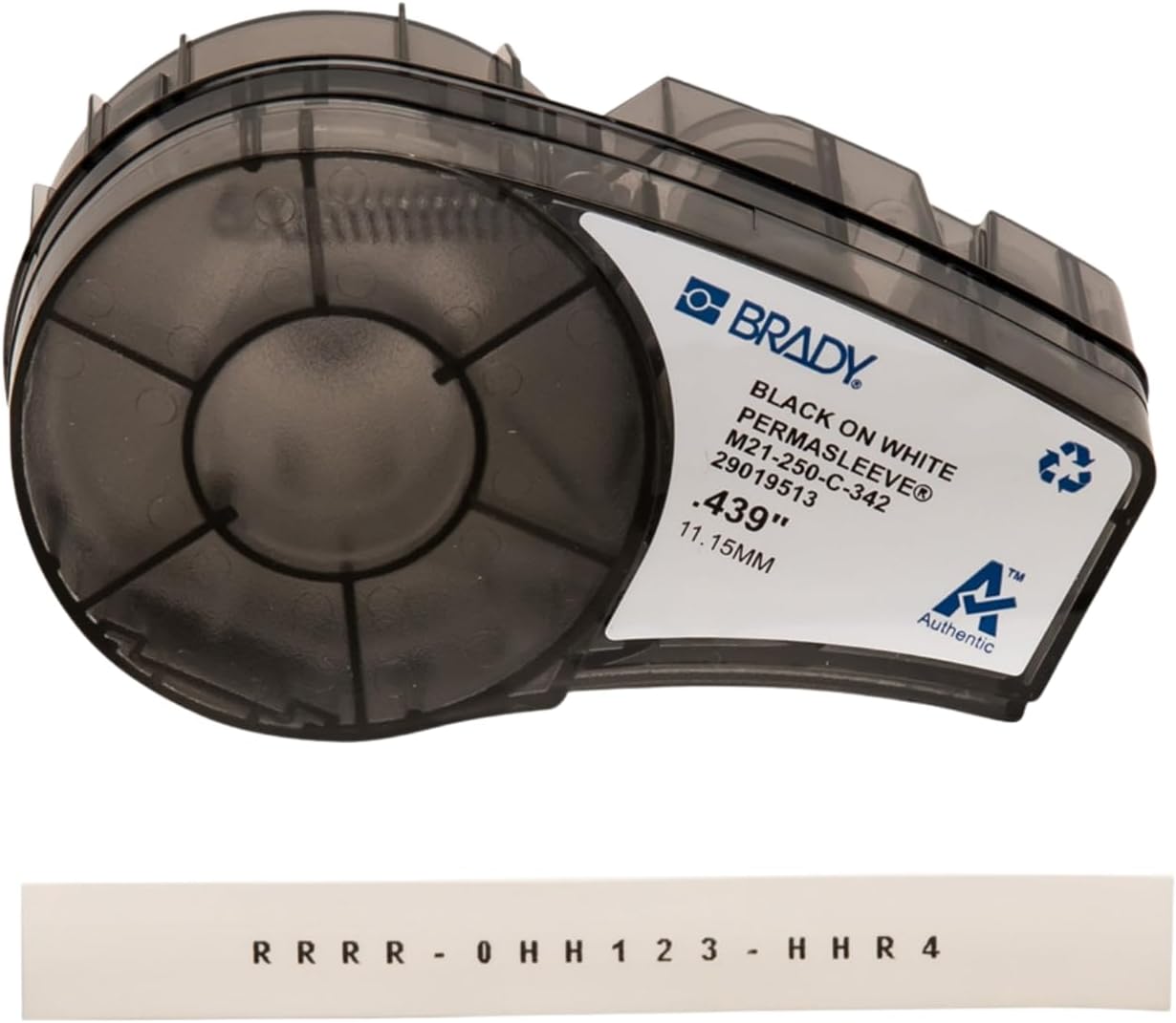 Brady PermaSleeve Heat-Shrink Polyolefin Label Tape for Label Printers M210 & M211 - Electrical Labelling, Wire and Cable Labelling - Black on White (11.15 mm x 2.10 m) - M21-250-C-342