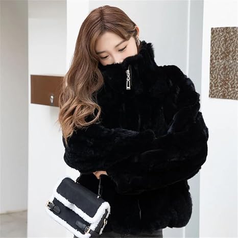 Women Real Fur Jacket Luxury Thick Warm Zipper Furry Coats
