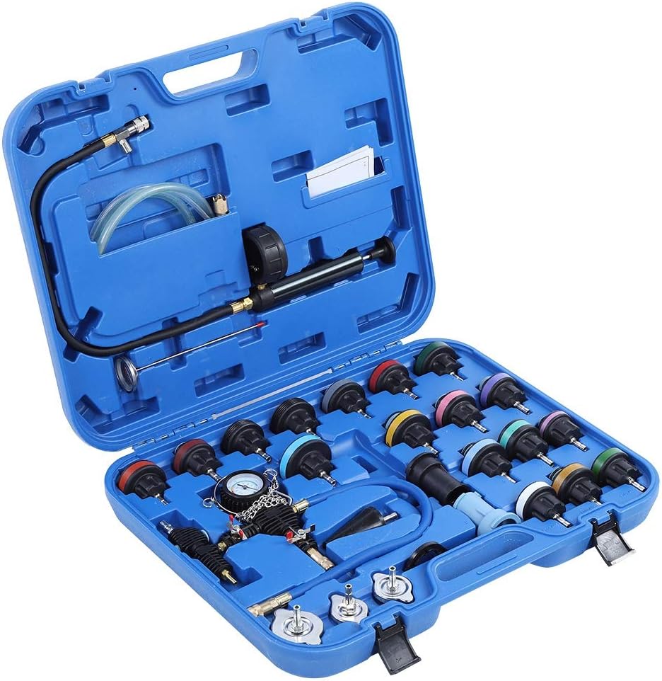 28Pcs Universal Car Water Leak Tester Cooling System Detector Tool Kit Auto Repair Tool