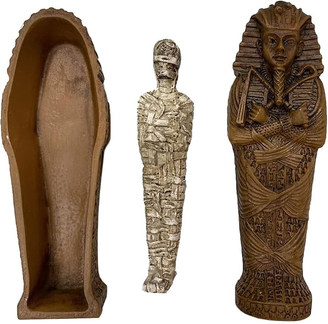 Happyyami 1 Set Egyptian King Tutankhamun Pharaoh Sarcophagus Mummy Sculpture Figurine Mummification Mummy Cases Coffins Sculpture for Halloween Party Supplies