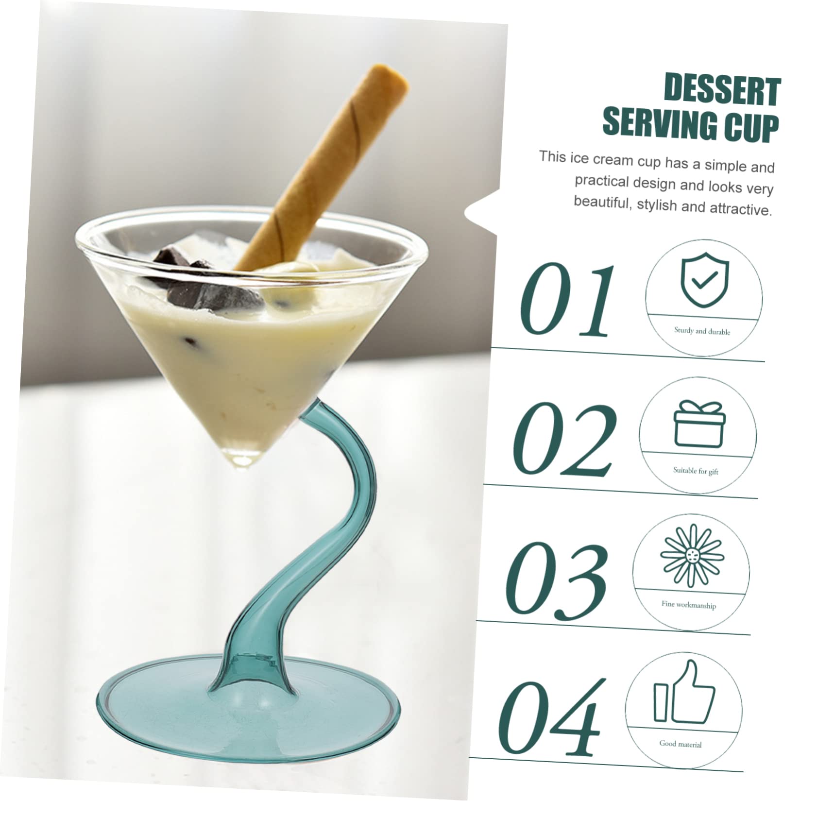 Amosfun 3 Pz Coppa Gelato in Ciotola Di Punch Tazze Di Salsa Tazze Di Mousse Mini Bicchieri Da Vino Tazze Da Dessert Trasparenti Mini Gelato Tazze Da Torta Ciotolina Bicchiere Green