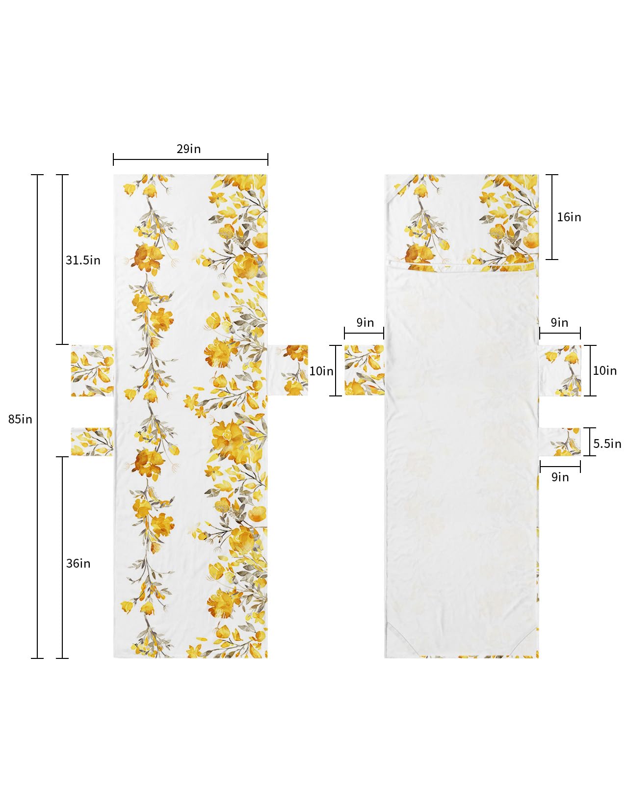 Yellow Grey Spring Floral Beach Lounge Chair Towel Cover, Soft Chaise Lounge Towel with Side Pockets Patio Pool Chairs Cover for Beach/Pool Sunbathing 29x85 Summer Botanical Pastoral Watercolor