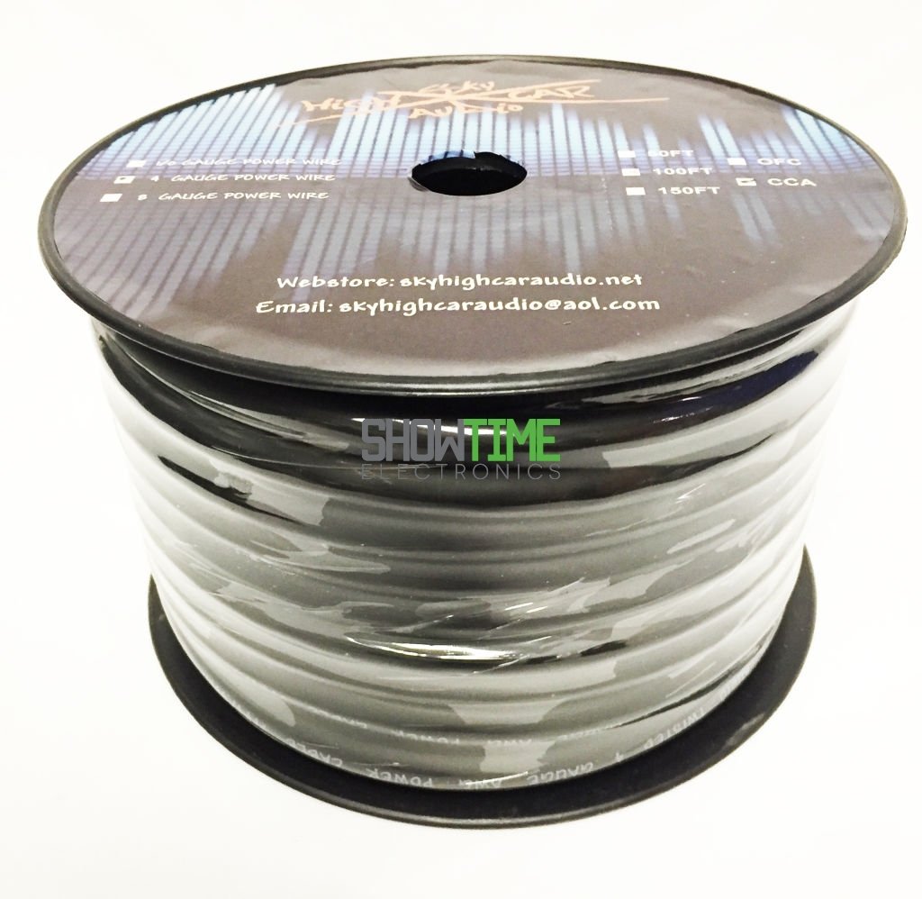 Sky High Car Audio 100' Foot BLACK CCA 4 Gauge Power/Ground Wire/Cable SHCA