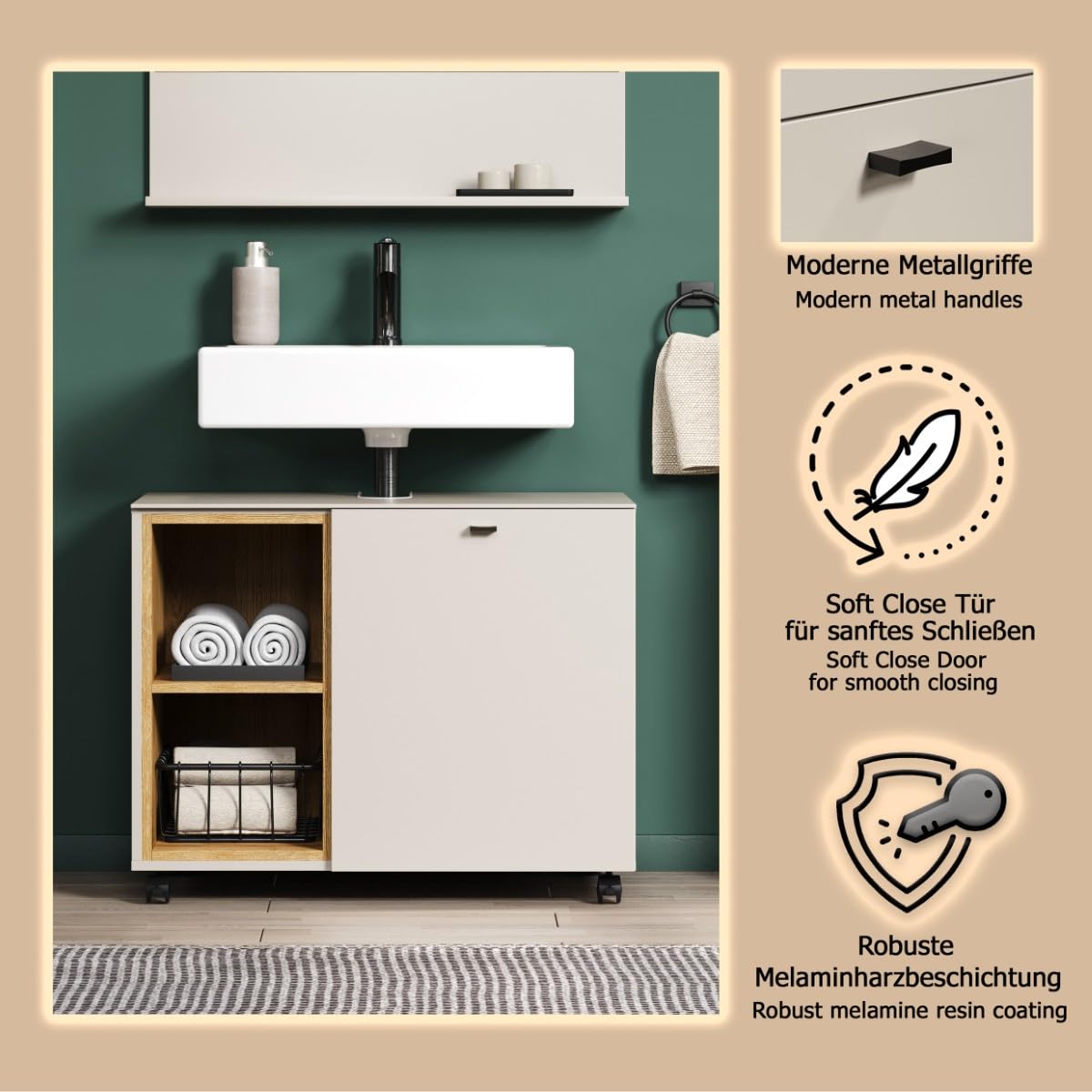 Waschbeckenunterschrank SaoPaulo Kaschmir · B 80 x H 64 cm