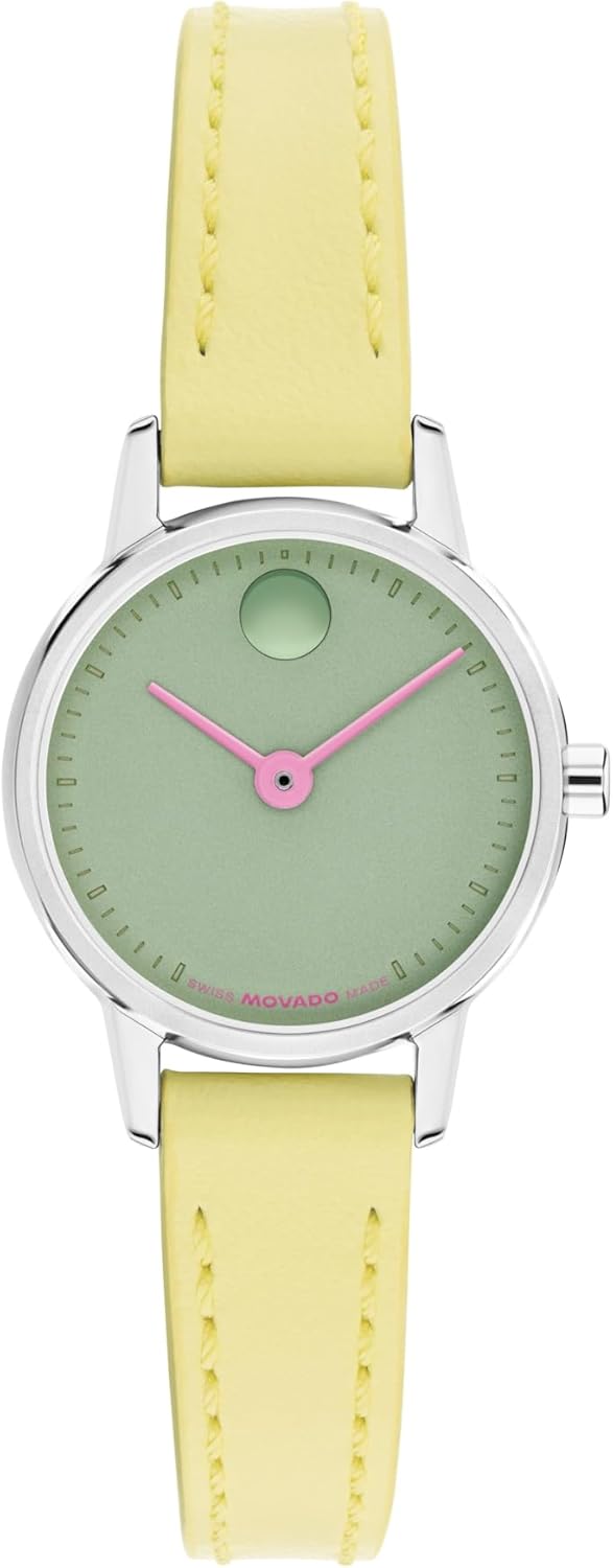 Movado Baby Face Women’s Quartz Watch - 22.5mm Round Petite, Stainless Steel Case, Leather Strap - Stylish, Versatile Timepiece - Gift for Her