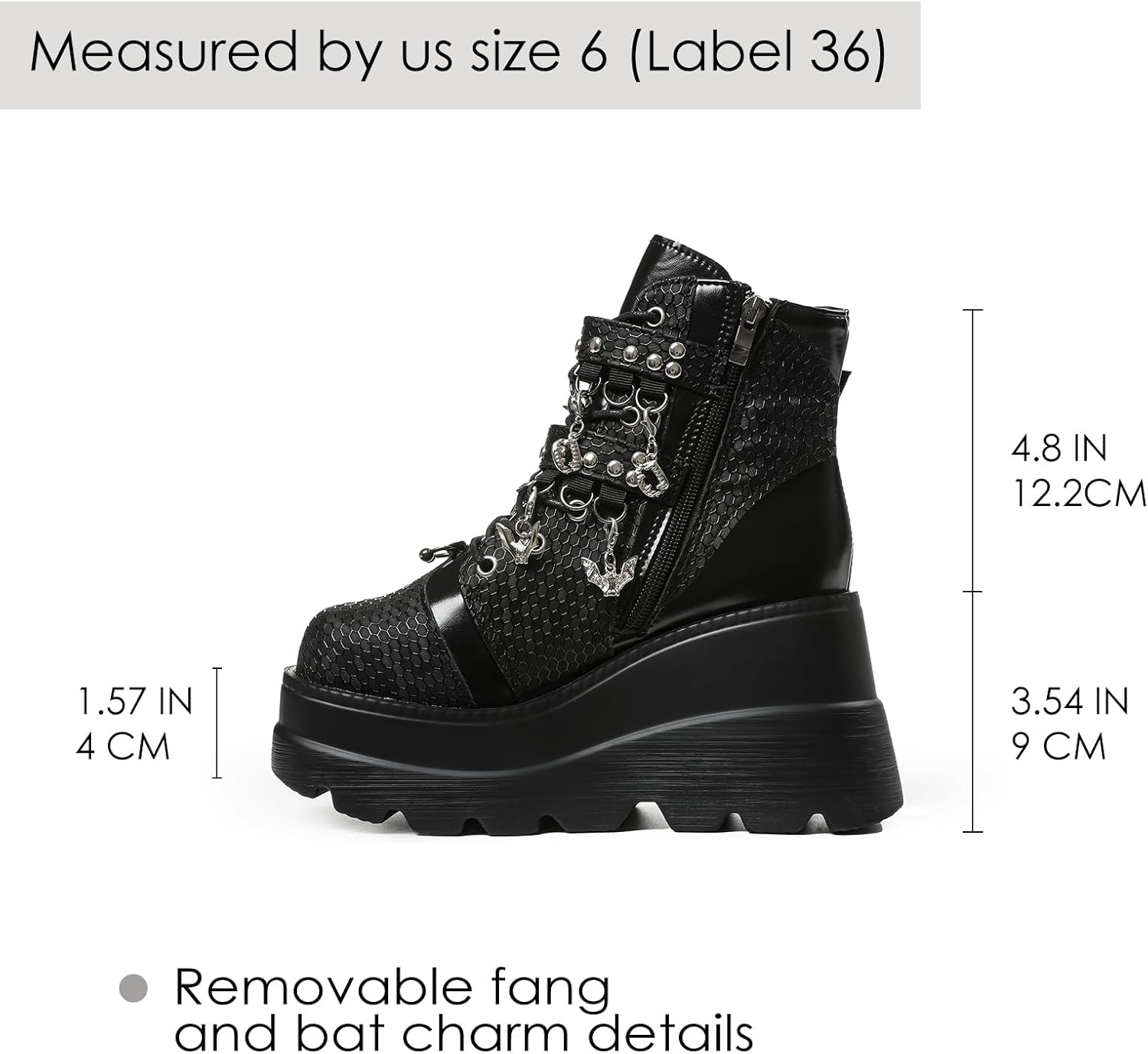 Tscoyuki Platform Ankle Boots for Women Chunky High Heel Booties Goth Round Toe Combat Boots Women Lace Up Motorcycle Wedges - Image 4