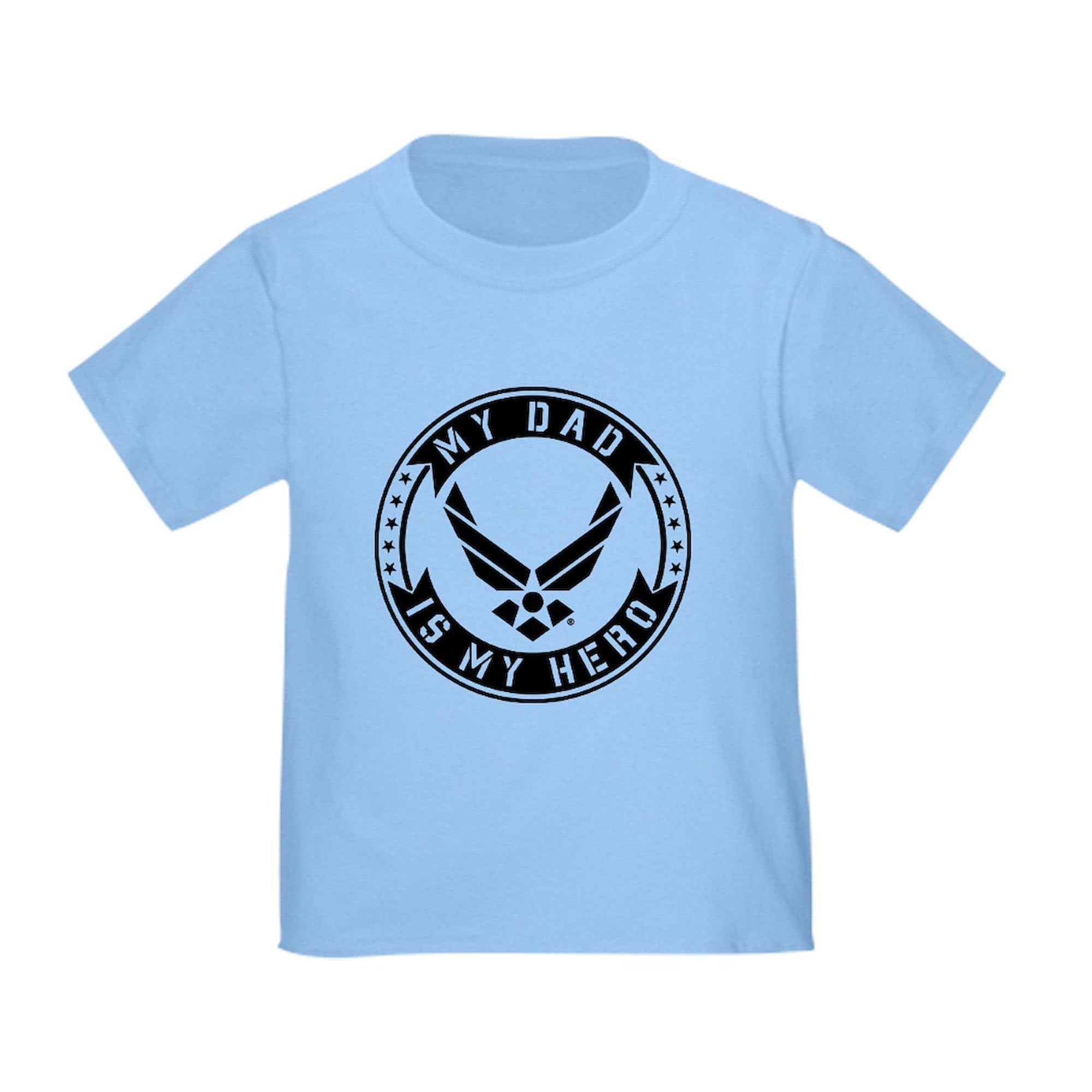 CafePress U.S. Air Force My Dad is My Hero T Shirt Toddler Graphic Tee, 100% Cotton Baby Blue