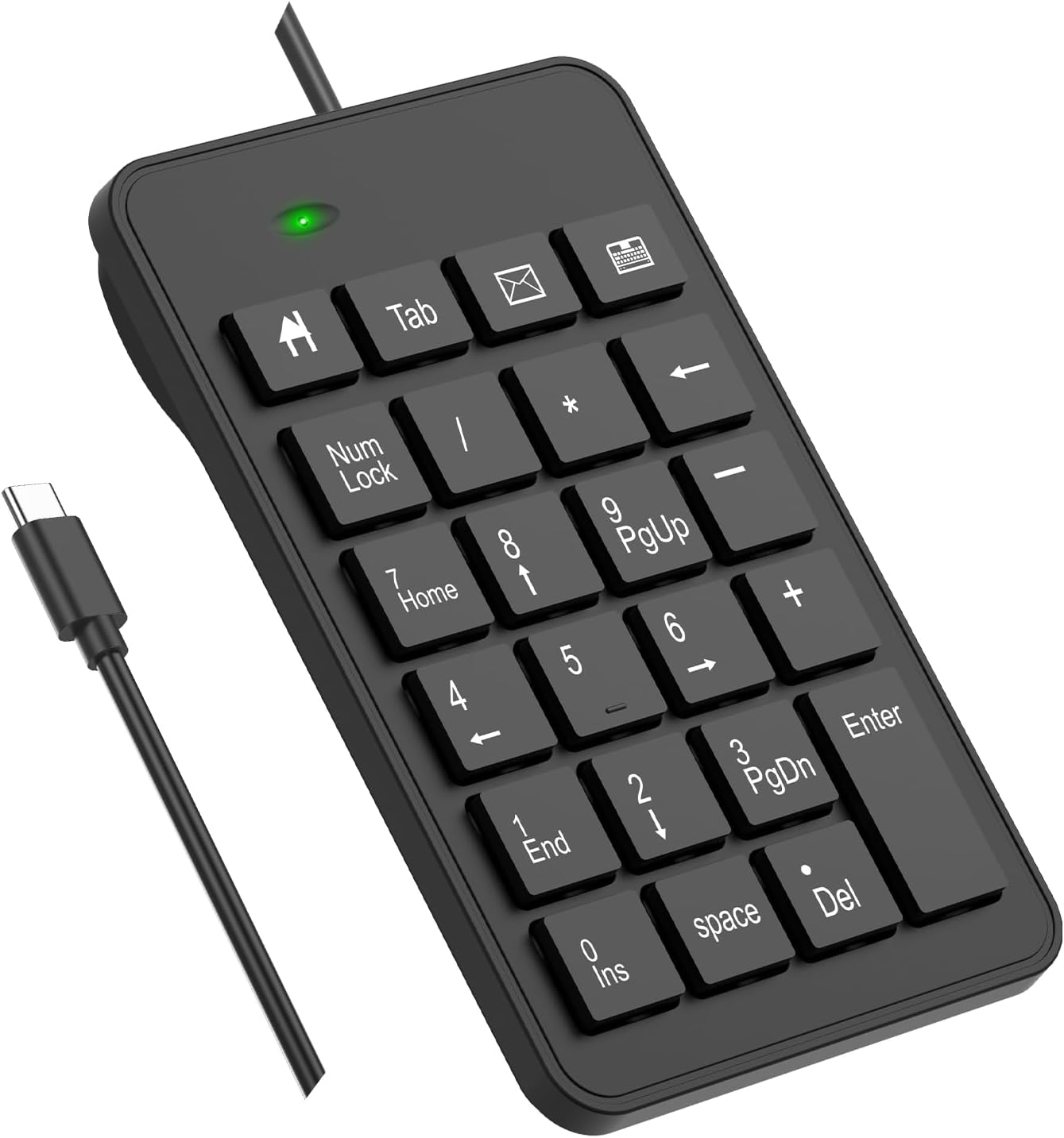 Amazon.com: Wired Number Pad, USB Numeric Keypad 19 Key Number Keypad ...