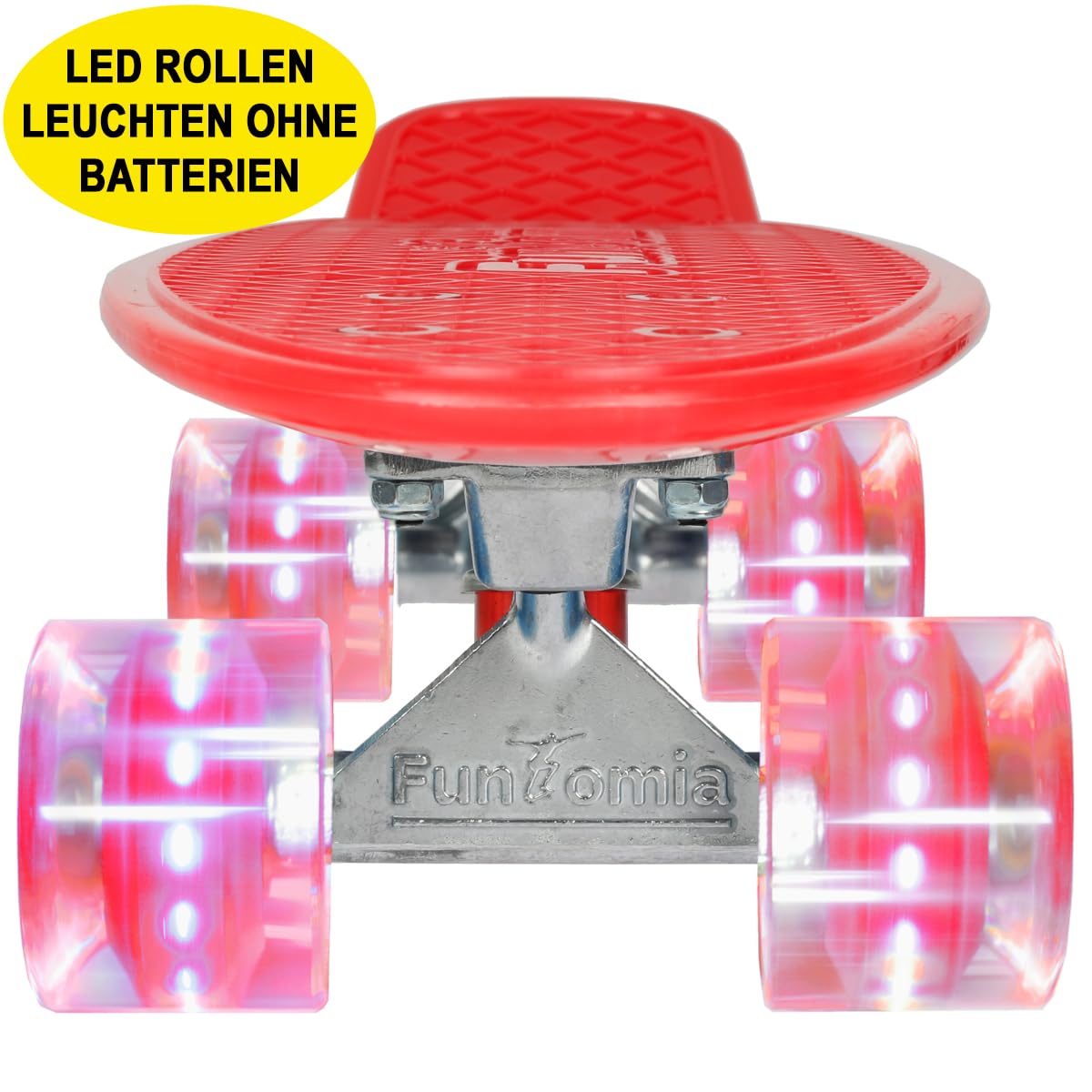 FunTomia® Mini-Board, skateboard da 57 cm, con o senza LED sulle ruote, con carrello in alluminio e cuscinetti a sfera Mach1 ABEC-11, colori vari, T-Tool
