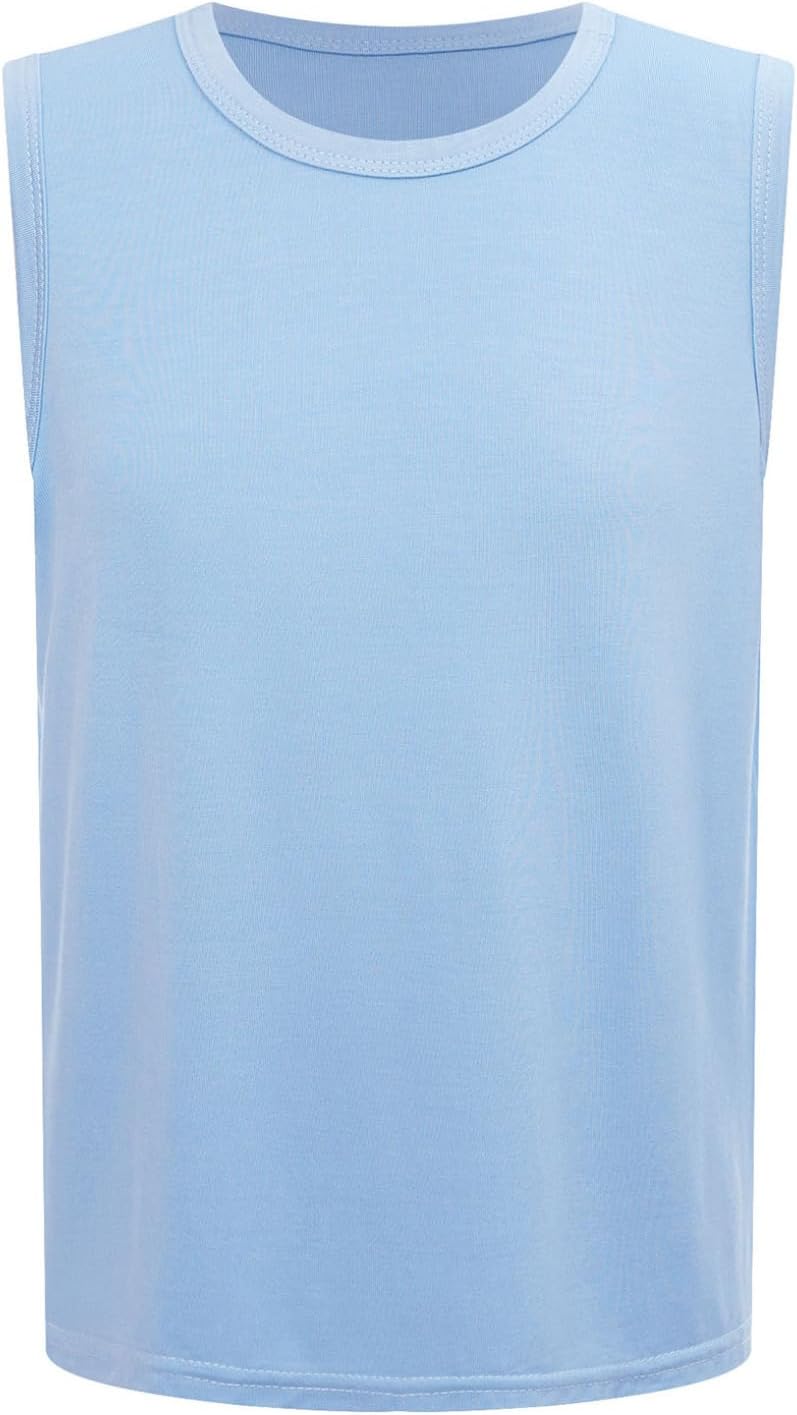 Freebily Boys Sleeveless Solid Tank Tops Kid Dry-Fit Workout T-Shirts Soft Undershirts Active Shirt Tee Summer Casual Clothes