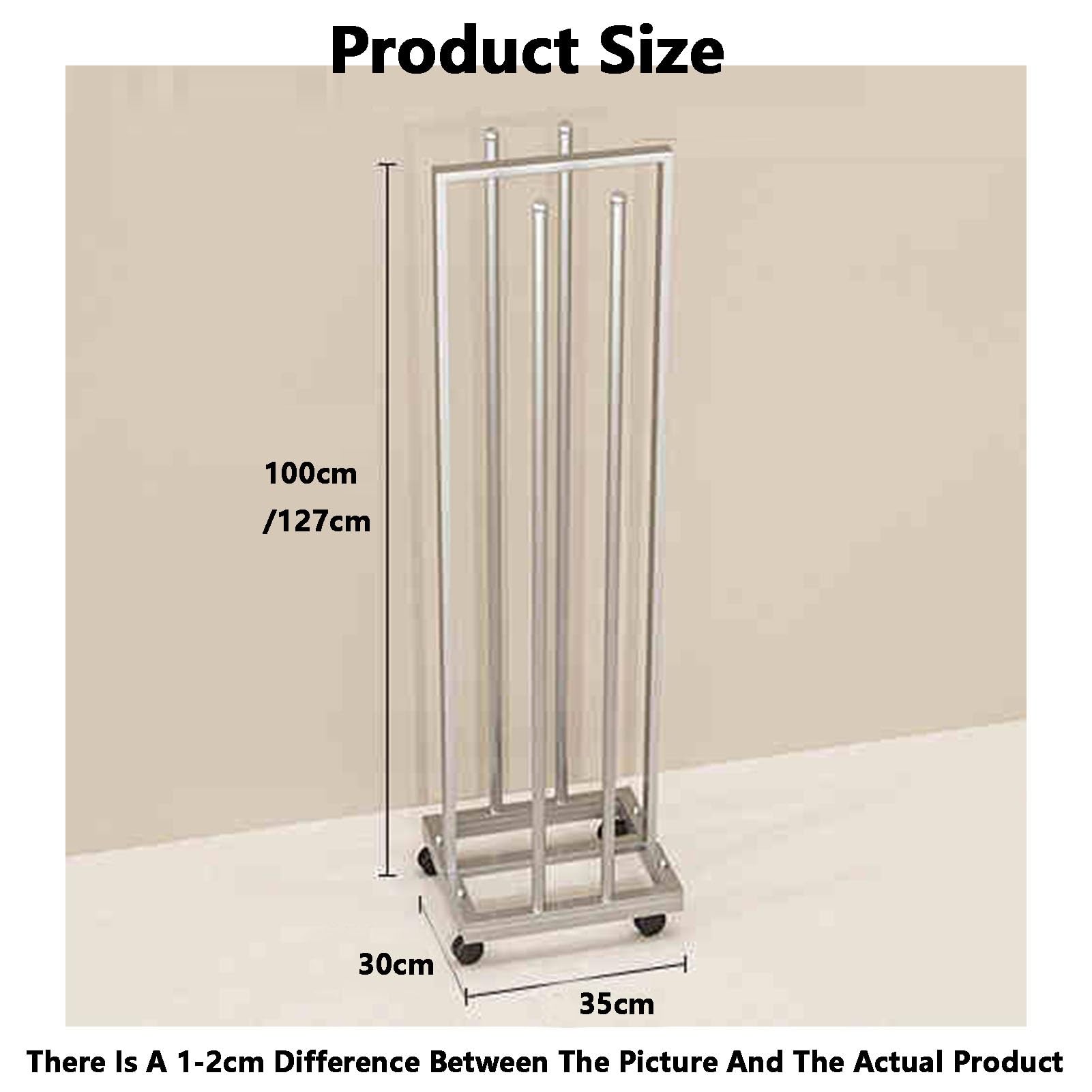 Generico Organizzatore for grucce impilabile con ruote, supporto for grucce in metallo for negozi di abbigliamento specializzati, centri commerciali, lavanderia(Silver,H-100cm)