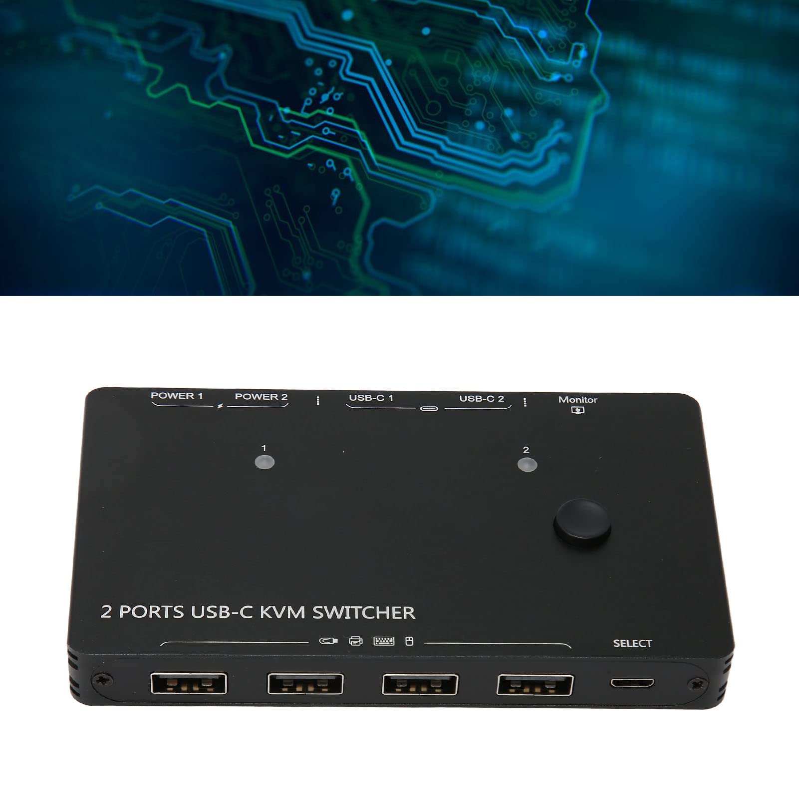 Bewinner Switch KVM USB C 2 Ingressi 1 Uscita, Switcher KVM EDID Autoadattativo 4K 60Hz, Trasmissione a 10 Gbps per Monitor Desktop Laptop, Supporta Dispositivi PD e USB da 100 W