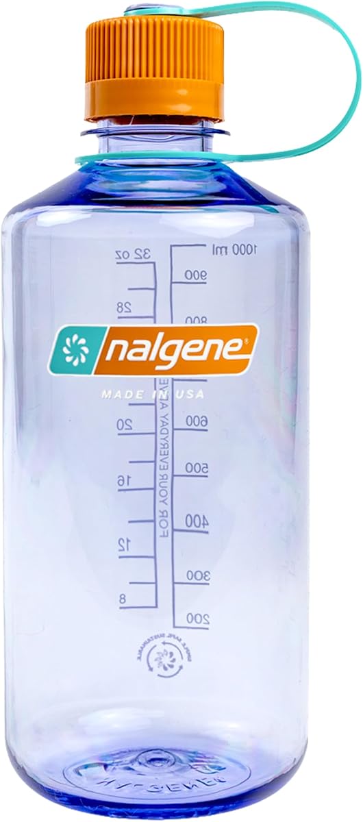 Nalgene 32 oz Narrow Mouth Water Bottle, Amethyst | BPA-Free, Durable & Lightweight, Leak Proof, Dishwasher Safe, Large Reusable Plastic Bottle for Hiking, Gym, Work & Travel
