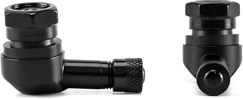 Miniatura 3 de QWORK Vástagos de válvula de neumático de motocicleta CNC, paquete de 2 vástagos de aire de válvula de aluminio de 90 grados y aleación de aluminio,