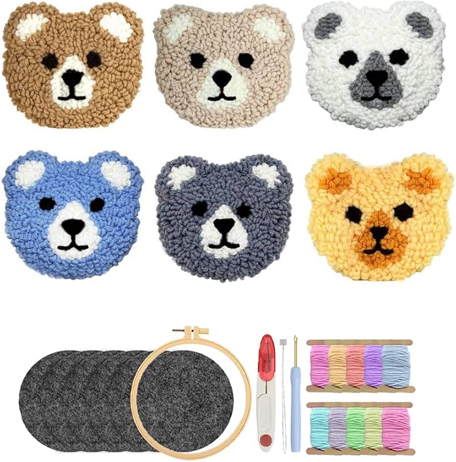 Amazon | 【6点セット】パンチニードルコースターキット 刺繍フレーム Amazon | 【6点セット】パンチニードルコースターキット 刺繍フレーム