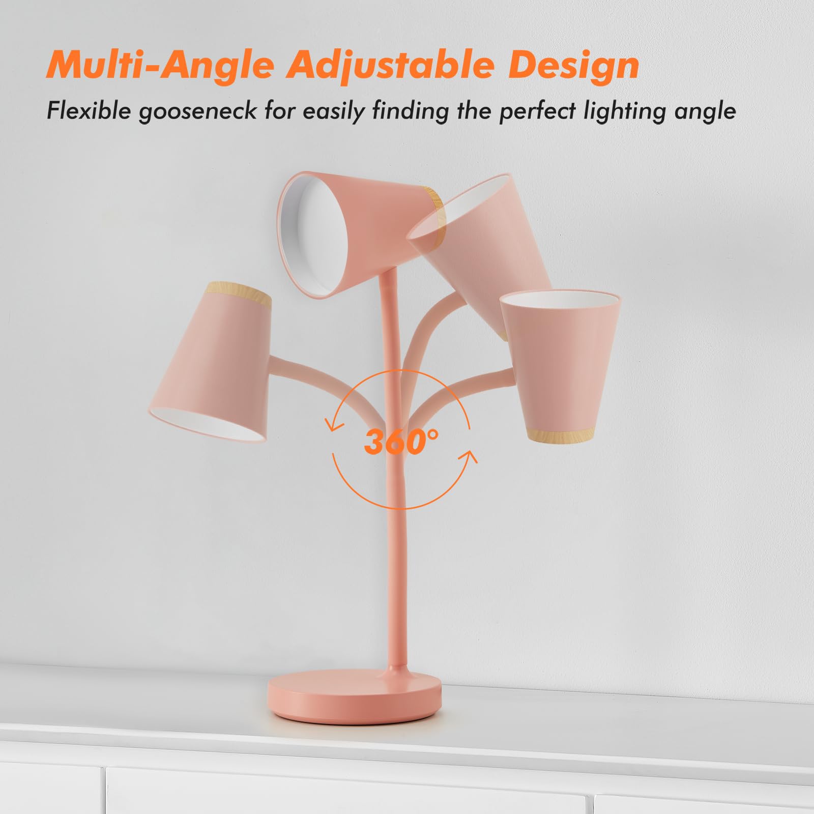 EJIAXIN Schreibtischlampen für Home Office – Kleine LED-Schreibtischlampe, Touch, dimmbar, Leselicht für Studentenwohnheim, verstellbar, flexibel, Schwanenhals, Tischlampe für Nachttisch, Schlafzimmer