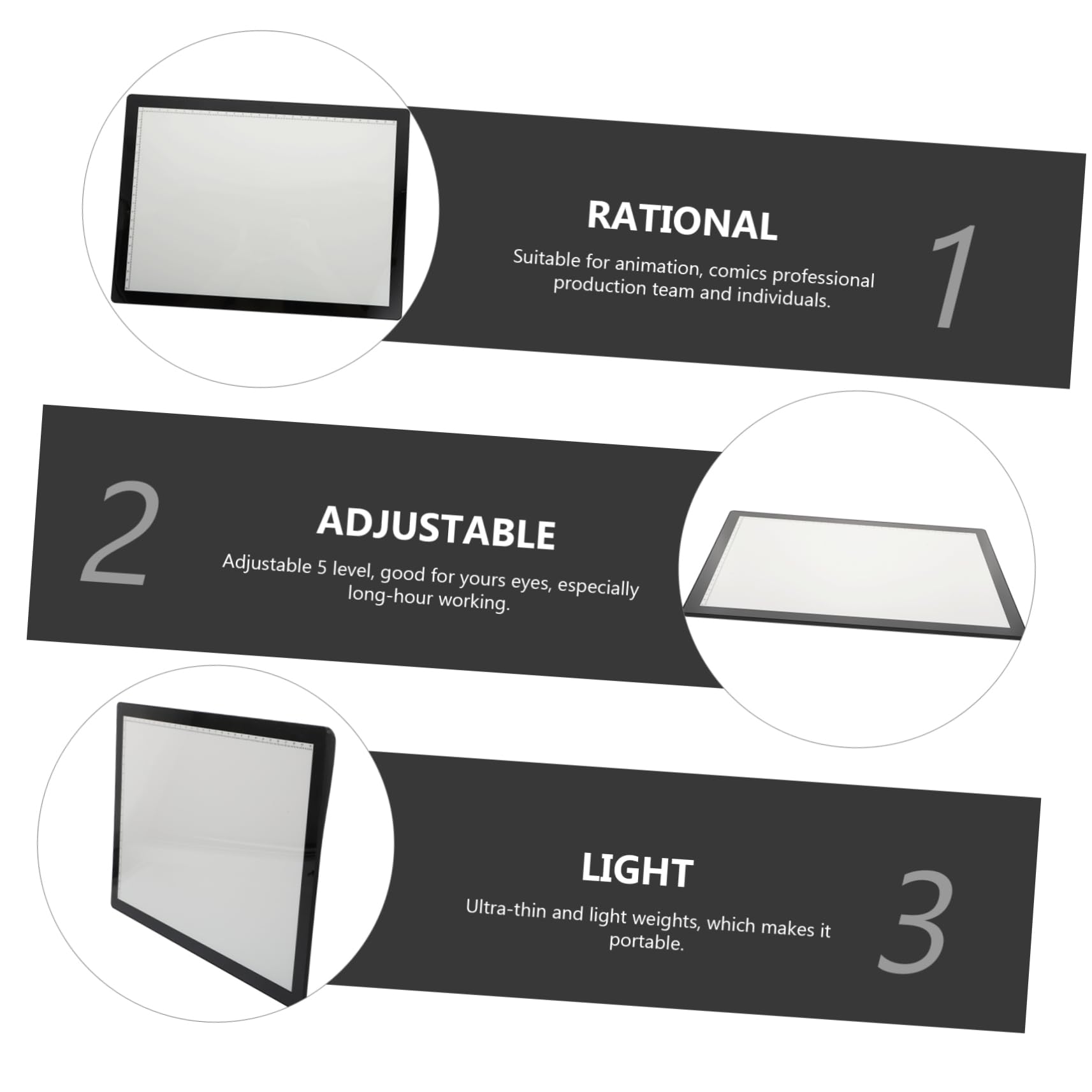 Table Lumineuse de Traçage A4 Portable pour Dessin, Noir, 1 Pièce